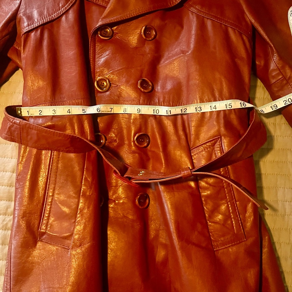 Sears Brown Leather Trench Coat - Picture 2 of 10